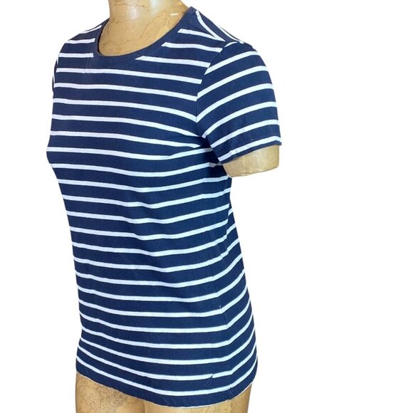 Nautica Women's Crew Neck Short Sleeve Tee S Navy Blue & White Cotton #223M - Picture 3 of 7
